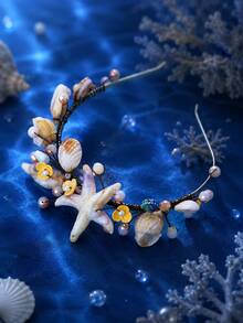 Artificial Starfish Shell Handmade Headband, Ocean Style Vacation Beach Hair Accessory, Seaside Wedding Bohemian Beach Vacation Hair Ornament - Multicolor - View 4
