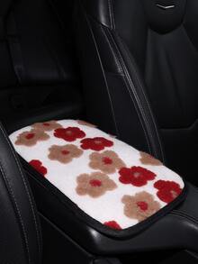 Car Interior Front Armrest Box Cushion Cute Flower Winter Comfortable Plush Warm Anti Slip Jacquard Armrest Box Protective Cover - Jacquard Armrest Cushion - View 3