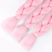 預拉伸大束編髮假髮 24英吋 Kanekalon 合成纖維編髮接髮 100g/包，不糾結合成髮，適用於非洲盒辮和扭繩辮 - 淺粉色 - 查看 9