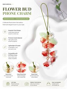 1pc 8-Color Fairy-Style Glass Lily Flower Phone Case Chain, Creative Phone/Camera Lanyard, Phone Accessories, Smartphone Wrist Strap, Smartphone Crossbody Bag (Actual Size May Slightly Differ From Photo Due To Shooting Angle And Magnification) - Multicolor - View 5