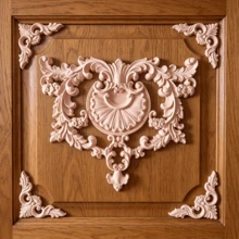 5pcs Solid Wood Carving Sets Of Flowers, Woodworking Supplies, Home Decorations, Suitable For Cabinets, Doors And Windows, Furniture, Background Walls, Porches, Offices And Other Decorations, Holiday Decorations, DIY Decorations. - Multicolor - View 5