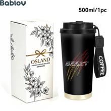 1/5個 18oz 不鏽鋼保溫咖啡隨行杯，BEAST 爪印圖案旅行杯，多功能翻蓋吸管蓋，黑色 COFFEE 掛繩，適合健身男士與運動愛好者的理想禮物，適用於健身房、旅行、辦公室日常使用 - 獸爪 - 查看 5