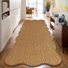 1pc Long Strip Porch Hallway Rug, Novel Wave Pattern Pineapple Texture Warm Brown Long Runner Carpet, Foldable Entry Door Mat, Patio Corridor Balcony Rug, Entrance Hallway Foot Mat, Bedroom Luxury Home Decor Rug, Easy To Clean, Suitable For Entryway Hallway Garden Terrace, Passage Carpet Home Decor Outdoor Rug, All Season Use - Brown - View 4