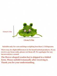 1pc Handmade Knitted Pet Hat, Dog/Cat/Frog Shape, Polyester Fiber Material, Fun Party Costume Headwear, Suitable For Small Cats - Multicolor - View 5