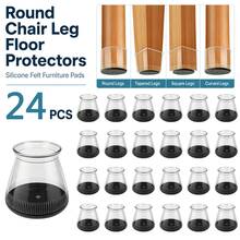 8/16/24 Piece Chair Leg Cover, Circular Transparent Black Chair Leg Protector - Reduces Noise, Transparent Furniture Cushion, Fashionable, Used For Home Decoration, Anti Slip Hardwood Floor Furniture Cushion, Effectively Reduces Floor Scratches - Multicolor - View 2