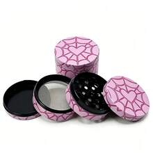 Sweet & Cool Peach Pink Heart-Shaped Spider Web Pattern Grinder, 4-Layer Metal Gear Grinder, Evenly Crushing! Portable Smoking Accessory! Suitable For Hand-Rolled Smokers! Holiday Gift! Valentine's Day Gift! - View 6