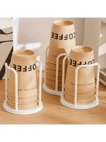 1pc Premium Paper Cup Holder, High-Quality Paper Cup Rack, Desktop Coffee Table Organizer, Tea Cup & Coffee Cup Holder, Suitable For Water Dispenser, Cup Storage Rack, Bar Counter Organizer - Multicolor - View 3