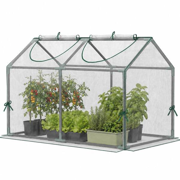 120*60*60cm Mini Portable Greenhouse, Small Grow House With Zipped Roll-Up Windows For Balcony Garden, Clear PVC Cover For Plants Flowers Vegetables