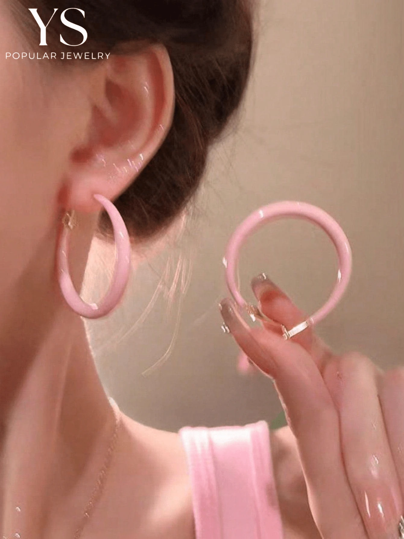 1 par de pendientes de esmalte vintage de lujo, de alta calidad, pendientes grandes exagerados, pendientes minimalistas rosas para mujeres