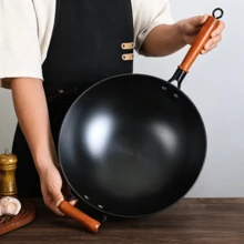 1 Piece Iron Wok, Fast Heat Conduction, Delivers Delicious Stir-Fries, Compatible With Gas Stoves, No Spillage While Tossing Food, Wear-Resistant And Long-Lasting - View 1