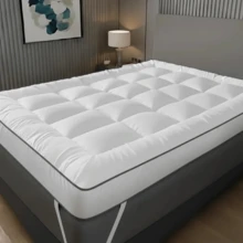 Extra Deep 4cm Mattress Topper – Luxury Quilted Hotel-Quality Mattress Pad, Ultra Soft & Fluffy, Breathable Box-Stitched Design With Strong Elastic Corner Straps, Machine Washable - White - View 1
