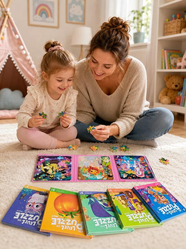Children's 3-In-1 Magnetic Puzzle Book, Transportation Theme Montessori Puzzle, 12/16/20 Pieces, Preschool Education Learning Toy, Parent-Child Interactive Tabletop Game, Suitable For Boys And Girls, Birthday Christmas Gift