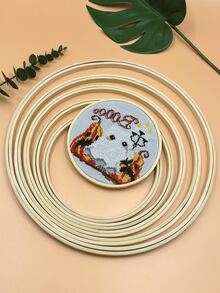 2pcs Round Double Ring Embroidery Hoops, No Metal Parts, Lightweight Embroidery Frame For Finished Embroidery Display, Wall Decor And DIY Embroidery Crafts - Double Ring - View 2