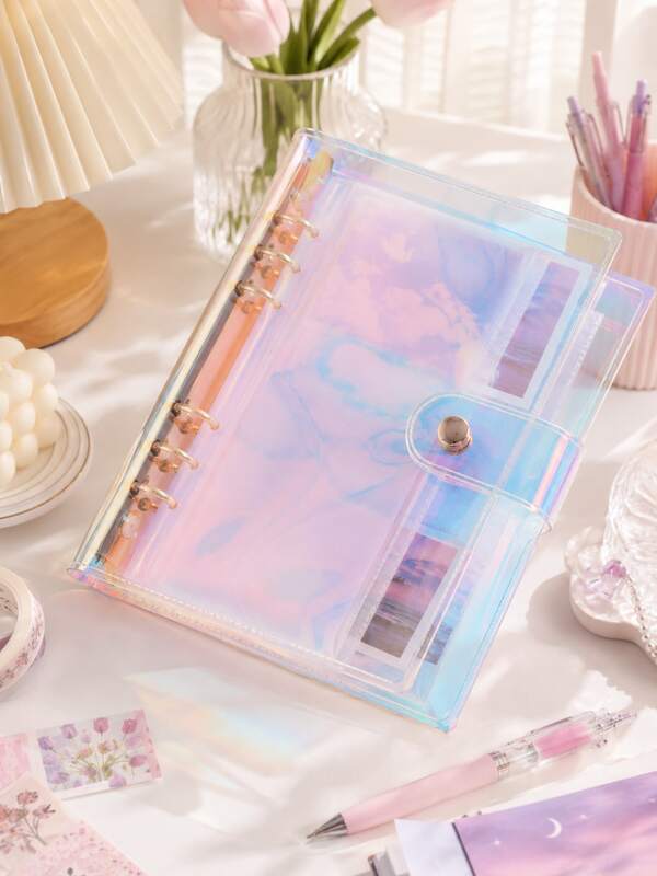 1pc A5/A6/A7 Transparent Loose-Leaf Binder, Clear Sticker Notebook, Sticker Album, Photo Storage Album, Budget Planner, Journal Notebook For Office, School And Stationery Supplies