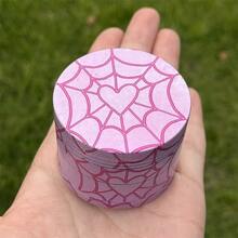 Sweet & Cool Peach Pink Heart-Shaped Spider Web Pattern Grinder, 4-Layer Metal Gear Grinder, Evenly Crushing! Portable Smoking Accessory! Suitable For Hand-Rolled Smokers! Holiday Gift! Valentine's Day Gift! - View 8
