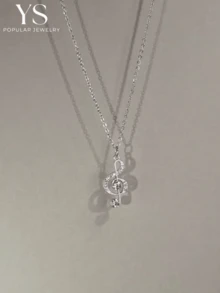 2026 New | Best Seller | Women's Silver Treble Clef Rhinestone Musical Note Necklace With Elegant Silver Chain, Creating A Delicate And Charming Appearance. - Note - View 1