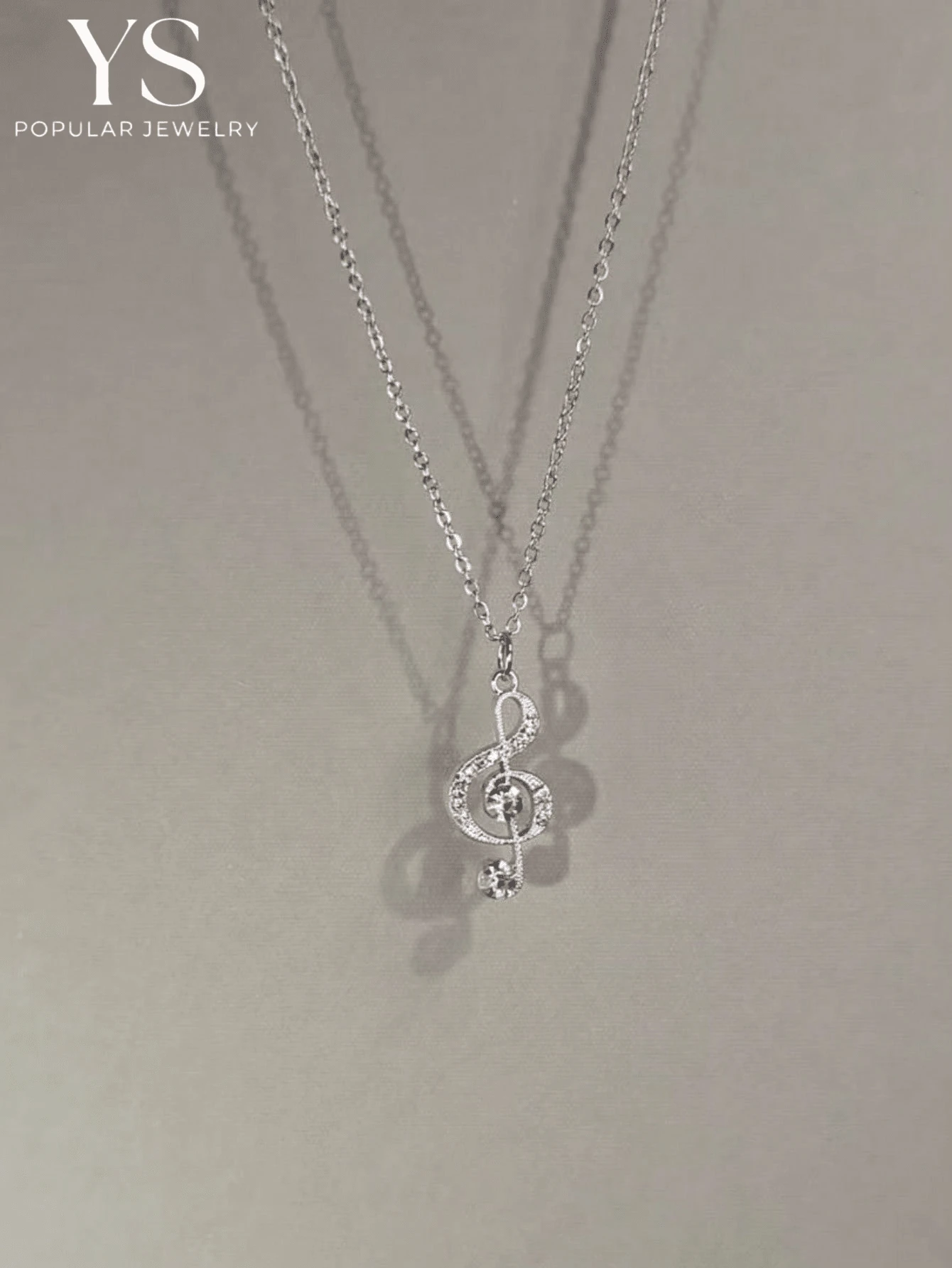 2026 New | Best Seller | Women's Silver Treble Clef Rhinestone Musical Note Necklace With Elegant Silver Chain, Creating A Delicate And Charming Appearance. - Note - View 1