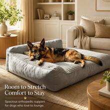 Jumbo Washable Orthopedic Dog Bed, Luxury Anti-Scratch Pet Couch With Removable Cover & Non-Slip Bottom, High-Density Comfort Foam Fluffy Sofa For Large Breeds & Multiple Pets, Indoor Space-Saving Extra Large Puppy Lounge Sleeper Matte - Grey - View 8
