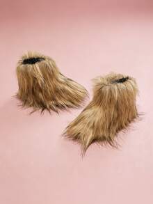 Girls' Khaki Brown Long Fur Snow Boots, Thick Warm Anti-Slip Soft Sole Autumn/Winter Boots - Brown - View 8