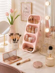 1/2/3pcs Pink/White Desktop Storage Box + 2 Transparent Single Compartment Storage Box/Set, Large Capacity Partitioned Marker Storage Rack, Multi-Functional Stationery Storage Box, Visible Transparent Desktop Organizer, Thickened Durable Classificati - Type a - View 7