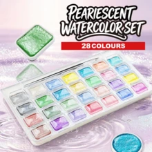 16/28 Colors Pearlescent Watercolor Set. Portable Watercolor Palette Ready To Use. High Transparency And Rich Pigment, Perfect For Sketching, Illustration, Life Drawing And Outdoor Painting. - 1 Set - View 2