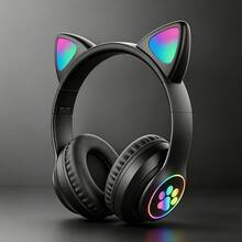 Kids Learning Cat Ear Bluetooth 6.0 Headphones With LED Glowing Light, Foldable Wireless Over-Ear Headset, 400mAh Battery 24H Endurance, AUX TF Card Compatible With PC Laptop For Kids Adults - 查看 14