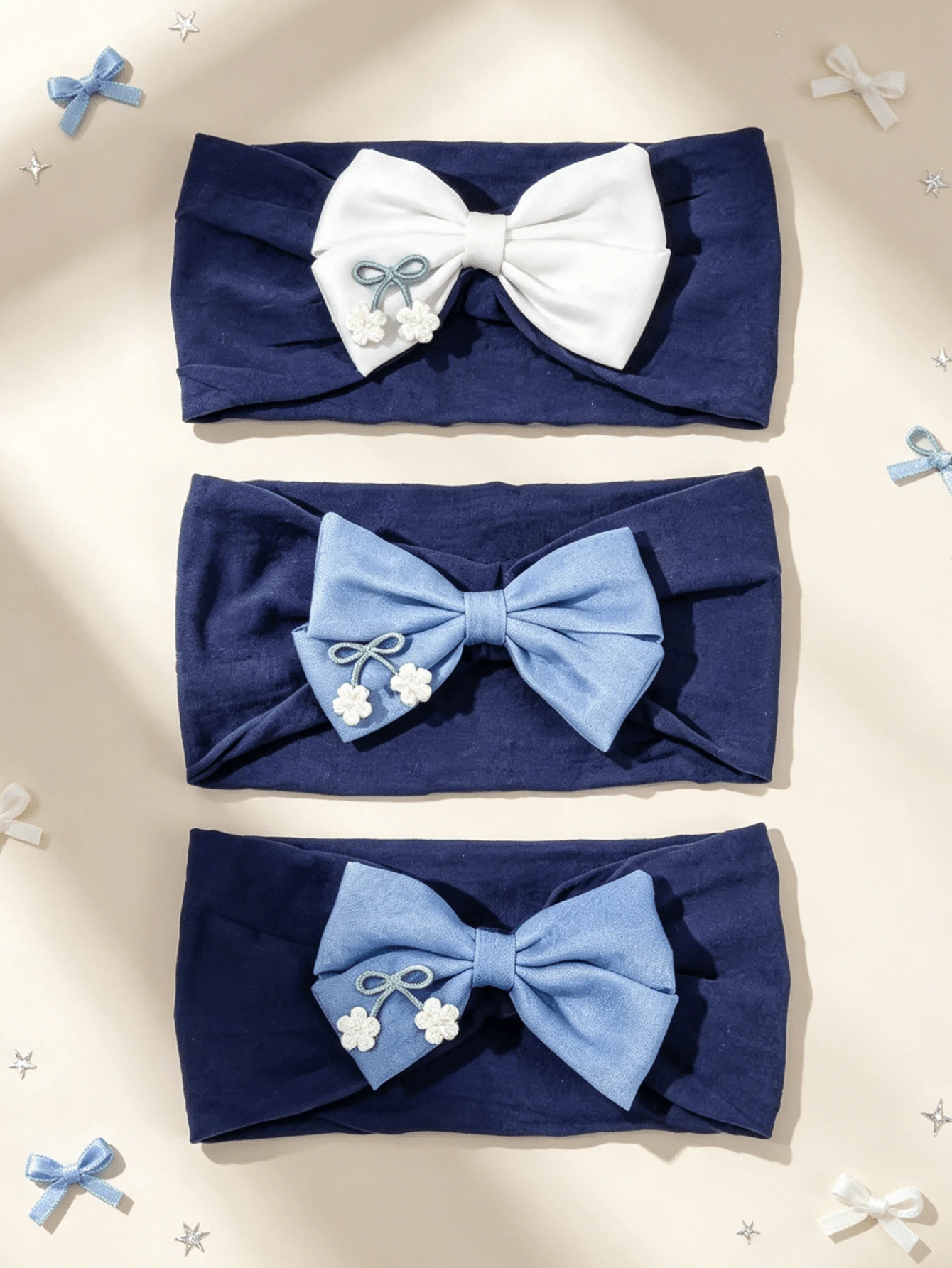 3pcs/Set Baby Girl Hairbands, Sweet & Cute Floral Bow Headbands, Perfect Gift For Girls - Multicolor - View 1