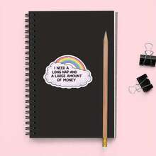 Rainbow Cloud Text "I NEED A ..." - Expressing The Desire To Lie Flat And Get Rich Waterproof Vinyl Sticker - Durable Smooth Surface, Self-Adhesive Bumper Sticker, Suitable For Cars, Windows, Laptops, Trucks, Water Bottles - Multi-Functional Durable Design, Car Sticker - Vinyl - View 8