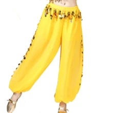 1pc Belly Dance Sequin Performance Pants, Stage Performance Lantern Pants, Dance Practice Sequin Wide Leg Pants, Suitable For Festivals, Exotic Decor, Bohemian Vintage Style, Sari Inspired Design - Multicolor - View 20