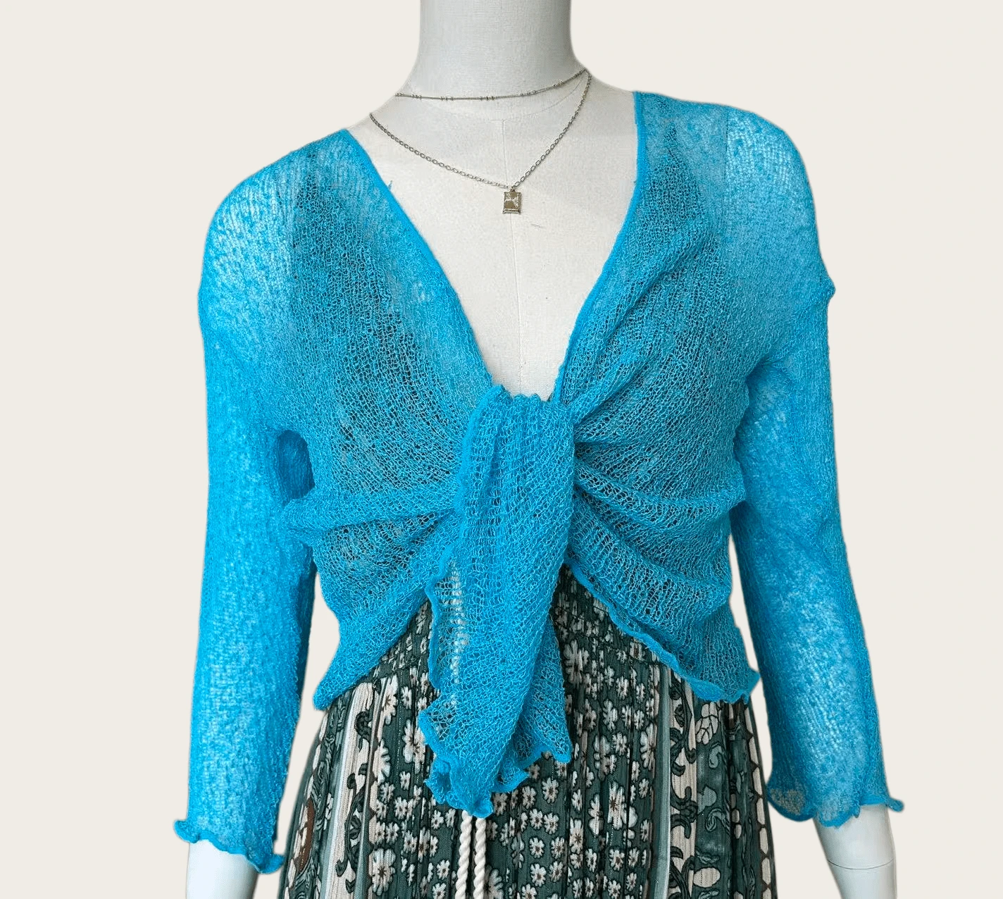 Magic Jacket Plain Casual Wool-Like Knit Curly Tea Party Country Music Concert Airport Outfits Vacation Travel Daily SPRING SUMMER - 藍色 - 查看 1