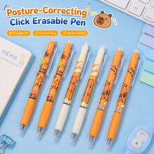 Stylos gel effaçables mignons en forme de capybara, 0,5 mm, rétractables, encre bleue, pour l'école et le bureau. Écriture fluide, séchage rapide, fournitures essentielles pour la rentrée scolaire - Multicolore - Voir 1