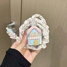 3D 卡通房屋/花朵充電器保護殼，相容 iPhone 11、12、13、14、15、16，18W-20W，可愛粉藍屋頂設計配白色門與屋頂，不含電池，趣味設計 | 充電器保護殼 - 彩色 - 查看 1