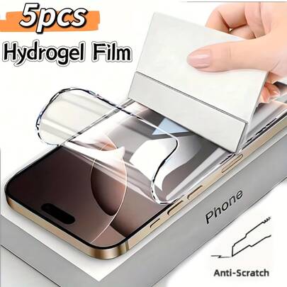 5PCS Hydrogel Screen Protector Film Compatible With Samsung S22/S22+/S22U/S23/S23+/S23U/S23FE/S24/S24+/S24U/S24FE/S25/S25+/S25U/S25dge/S25FE/S26/S26+/S26U/A05/A05S/A06/A15/A16/A24 4g/A25/A26/A35/A36/A54/A55/A55/A56/A56 Series Phone Models, Soft Screen Protector Film, Anti-Scratch, Anti-Fingerprint, High Definition Tempered Glass