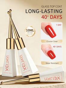 XEIJAYI 2件組 10ml 凝膠封層，可浸泡卸除 UV/LED 凝膠指甲油封層，適用於美甲沙龍與居家 DIY 美甲 - 無色 - 查看 3