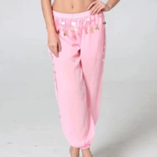 1pc Belly Dance Sequin Performance Pants, Stage Performance Lantern Pants, Dance Practice Sequin Wide Leg Pants, Suitable For Festivals, Exotic Decor, Bohemian Vintage Style, Sari Inspired Design - Multicolor - View 13