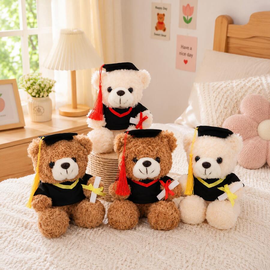 1pc Graduation Gift Plush Teddy Bear Doll, Soft Doll Stuffed Animal, Back To School/Graduation Commemorative Gift For Classmates, Teachers, Birthday - 彩色 - 查看 1