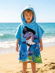 1pc Kids Beach Towel, Unisex Mermaid Hooded Bath Towel, 3-6 Years Old Toddler Pool Towel - Multicolor - View 5