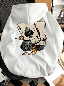 Sudadera de moda para hombre con estampado de cartas de póker - Blanco - Ver 1