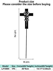 Rose Cross Metal Garden Stake, Black Hollow Rose Iron Plant Marker, Elegant Inspirational Yard Decor, Gentle Memory Remembrance Ornament For Patio Flower Pot, Thoughtful Sympathy Condolence Gift - Rose Cross Flower Vase - View 7