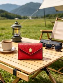 Michael Kors Giftables Small Leather Flap Wallet With Keychain, Detachable Wallet For Backpacks And Shoulder Bags, Unisex Minimalist Wallet - Red - View 3