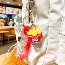1 pieza Llavero colgante creativo divertido y lindo con forma de comida hamburguesa papas fritas perro caliente, accesorio divertido diario para ropa, bolsos y llaves de coche, adecuado para amantes de la comida, regalos de fiesta de vacaciones, regalos de graduación - Multicolor - Ver 5