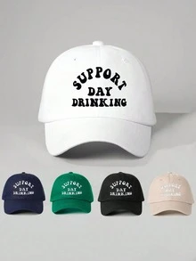 1pc Women "Support Day Drinking" Embroidered Washed Baseball Cap, Adjustable Sun Protection Casual Hat Suitable For Valentine's Day, Spring/Autumn Travel, Fashionable & Versatile, Youth Y2K Style Sun Hat,Summer,Beach - Baseball Cap - View 18