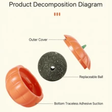 3 Colors Cat Pumpkin Licking Toy, Wall-Mounted Rotating Cat Chew Toy, And Healthy Edible, Cleans Teeth And Relieves Anxiety, Suitable For All Ages Of Kittens And Cats - Multicolor - View 3