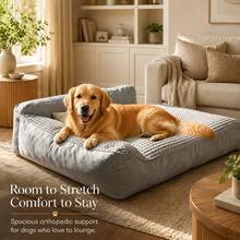 Jumbo Washable Orthopedic Dog Bed, Luxury Anti-Scratch Pet Couch With Removable Cover & Non-Slip Bottom, High-Density Comfort Foam Fluffy Sofa For Large Breeds & Multiple Pets, Indoor Space-Saving Extra Large Puppy Lounge Sleeper Matte - Grey - View 2