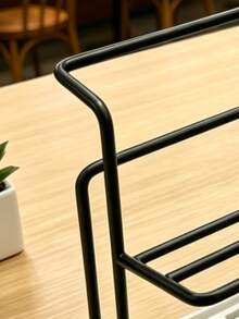 1pc Korean Style Luxury Thickened Metal Rectangular Tiered Drip Drying Rack With Water Tray, Hanging Glass Cup & Mug Holder, Kitchen Countertop Tiered Cup Storage Rack Teacup, Coffee Cup, Double Layer Drip Tray Rack - Black - View 4