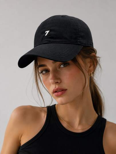 1 pieza Gorra de béisbol minimalista unisex con número 7, gorra de papá vintage lavada con logotipo bordado, gorra casual ajustable para primavera, verano y viajes