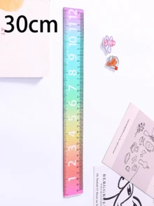 Gradient Rainbow Ruler, Rainbow Color Acrylic Plastic Straight Ruler, Precise Measuring Tool, Suitable For Students, Teachers, Office Workers, Large Number Display Clear, Perfect For Precise Drawing And Measuring In Schools And Offices, Back To School Essential, Gift For Teachers And Students - Multicolor - View 4