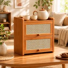 1 pieza Gabinete de almacenamiento de estilo chino con doble puerta, gabinete de almacenamiento de escritorio para entrada de sala de estar, caja de almacenamiento para baño, gabinete de almacenamiento para tocador de dormitorio, estante de almacenamiento para encimera de cocina, adecuado para múltiples escenarios de decoración - Ver 7
