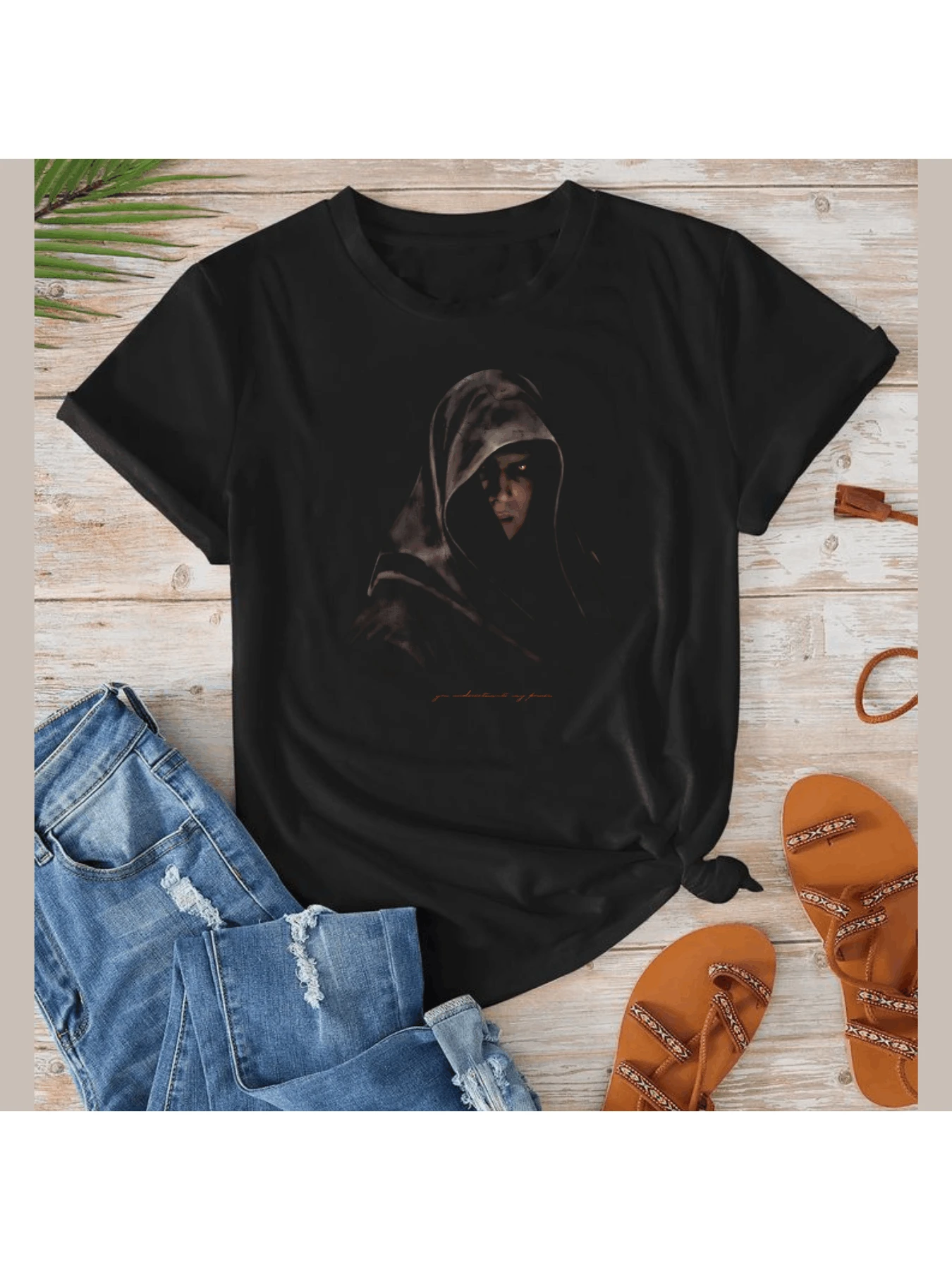 CAMISETA DE MUJER CON ESTAMPADO DE ANAKIN DEL LADO OSCURO - Negro - Ver 1