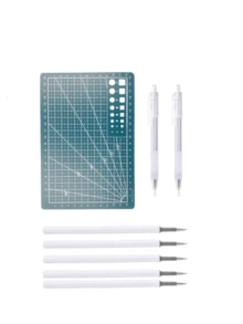 3/4/5/6/7/8 件套美工刀笔套装适用于贴纸剪贴簿切割工具快递盒刀学校用品 DIY 工艺用品 - 彩色 - 查看 12